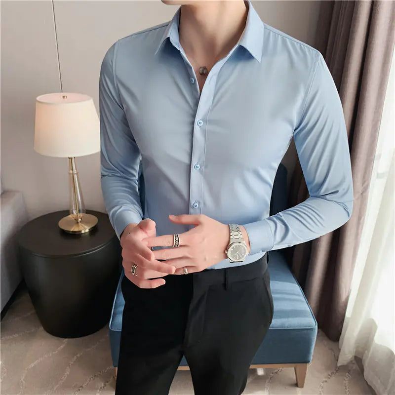Summer Men's Slim Fit Long Sleeve Shirt