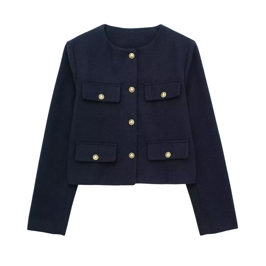 Fashion Casual Flip Trim Short Coat