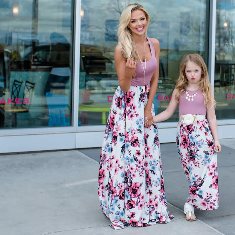Mother-Daughter Matching Floral Maxi Dress Set
