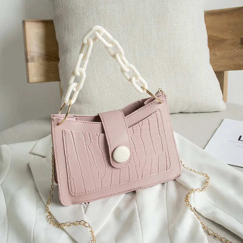 Crocodile Pattern Heavy Chain Mini Shoulder Handbag