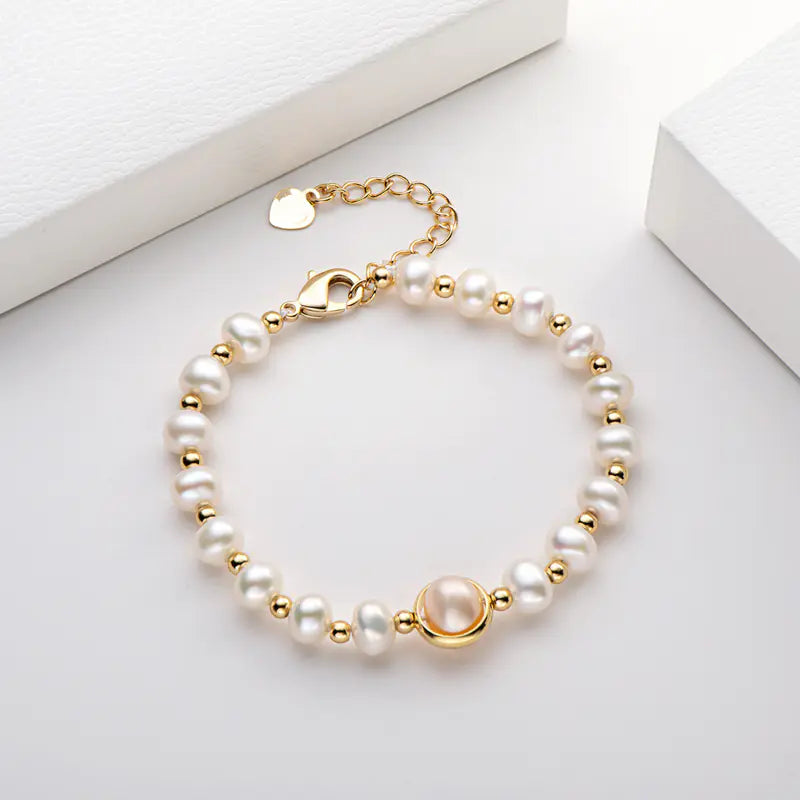2024 14K Gold-Plated Pearl Bracelet for Women