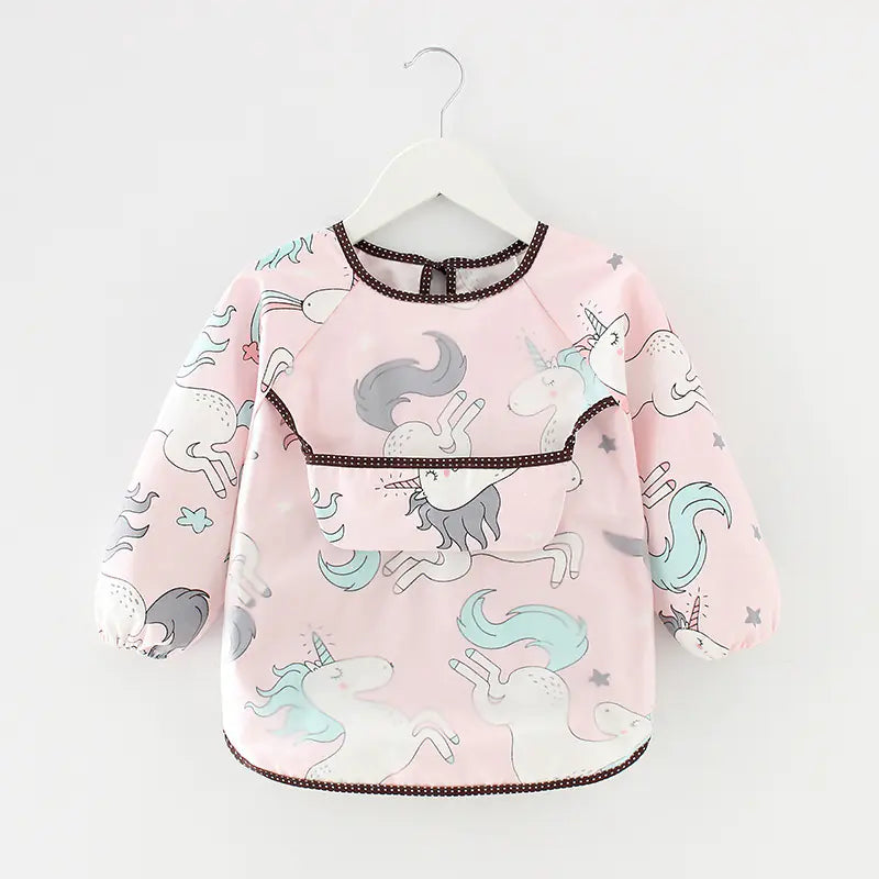 Waterproof Long Sleeve Kids Smock Apron for Eating