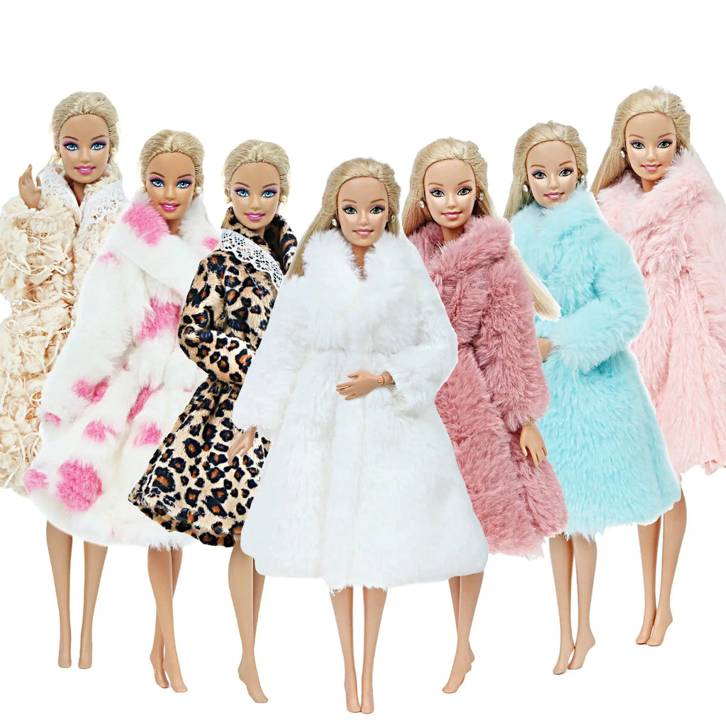 30cm Barbie Doll Wedding Dress with Fur Coat