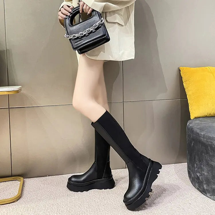 Botas hasta la rodilla de estilo británico con suela gruesa