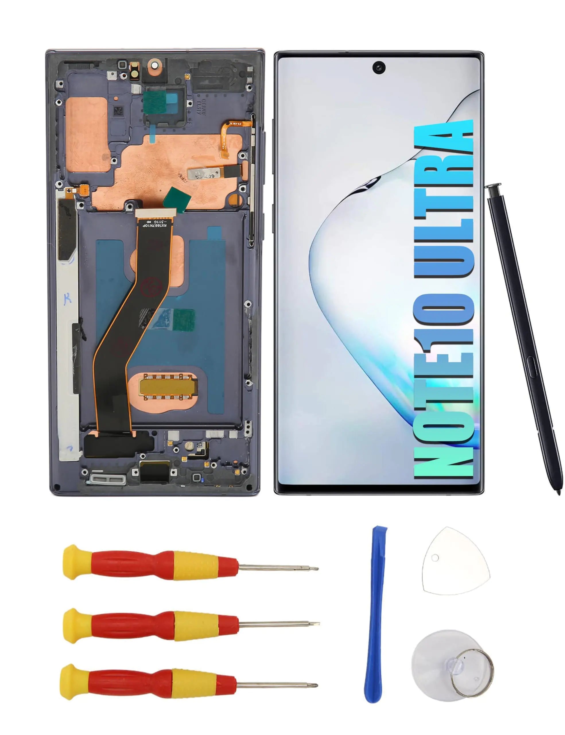 for Galaxy Note 10 Plus Screen Touch Assembly with Frame Original Size & Fingerprint Function Digitizer Phone Screen Replacement Kit with Tools