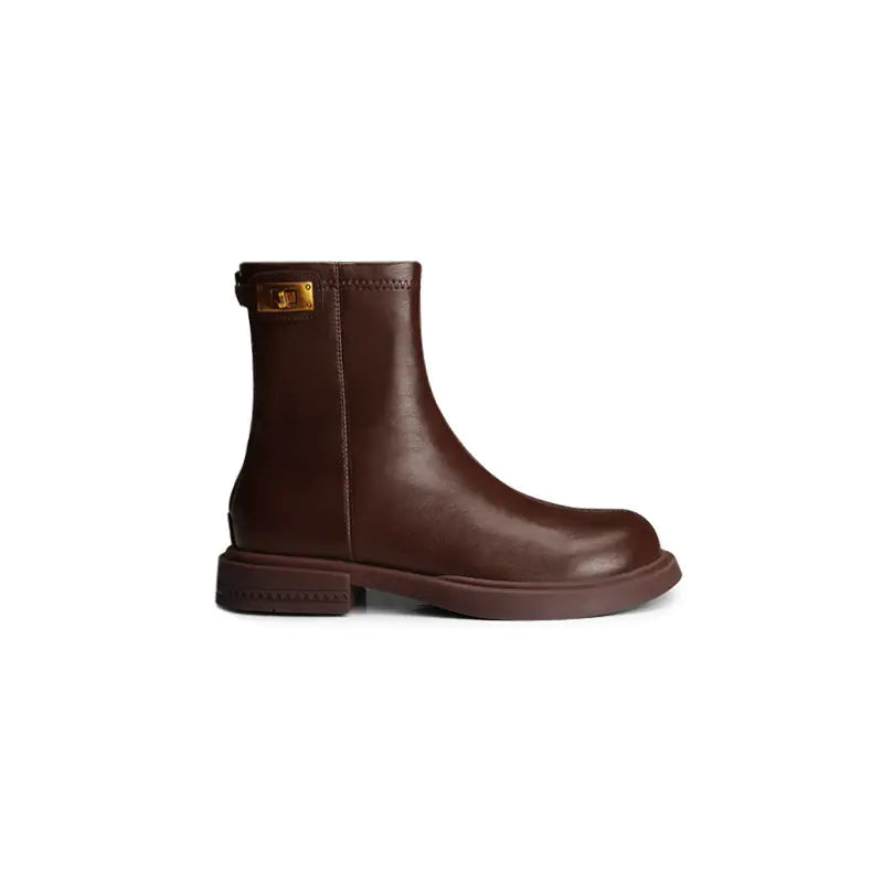 Women's Martin Boots - Velvet, Round Toe, Thick Heel