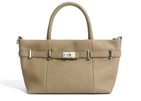 Layer Cowhide Lychee Pattern Handbag Simple Commute All-match Shoulder Messenger Horizontal Birkin Bag