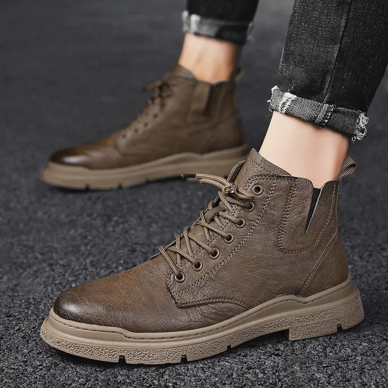 Men's High-Top Leather Martin Boots in British Style
