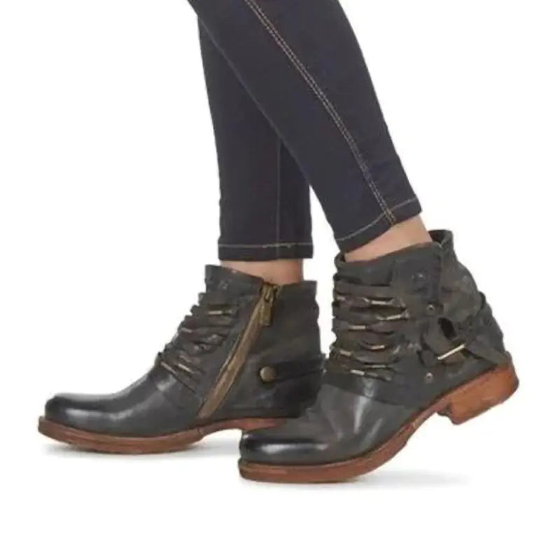 Women’s Chunky Heel Tassel Ankle Martin Boots