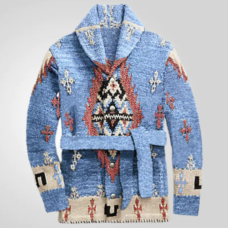 American Retro Heavy Industry Jacquard Sweater Coat