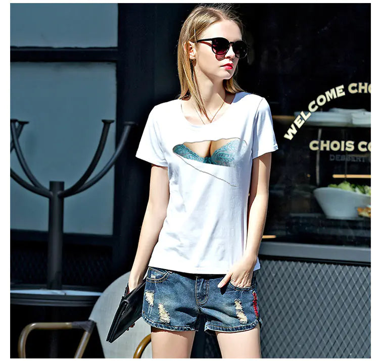2018 Summer Funny 3D Graphic Busty T-Shirt