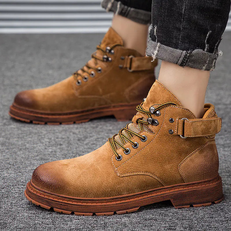 Men's Retro High-Top British Style Leather Desert Boots