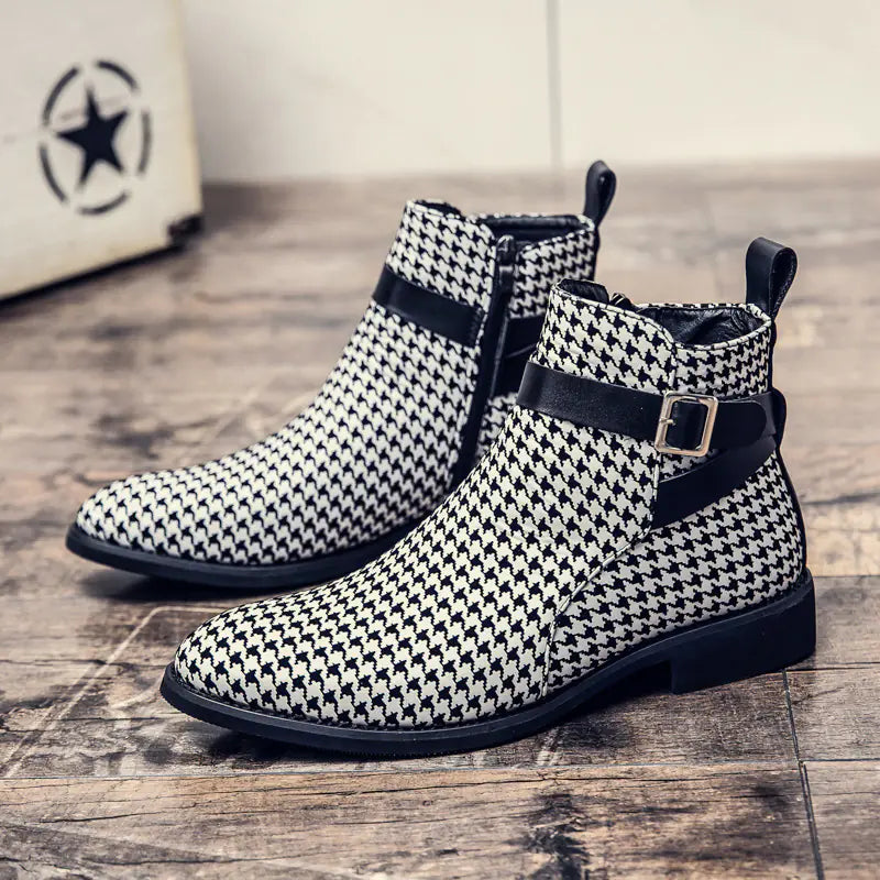 British Style High-Top Pointed Leather Boots