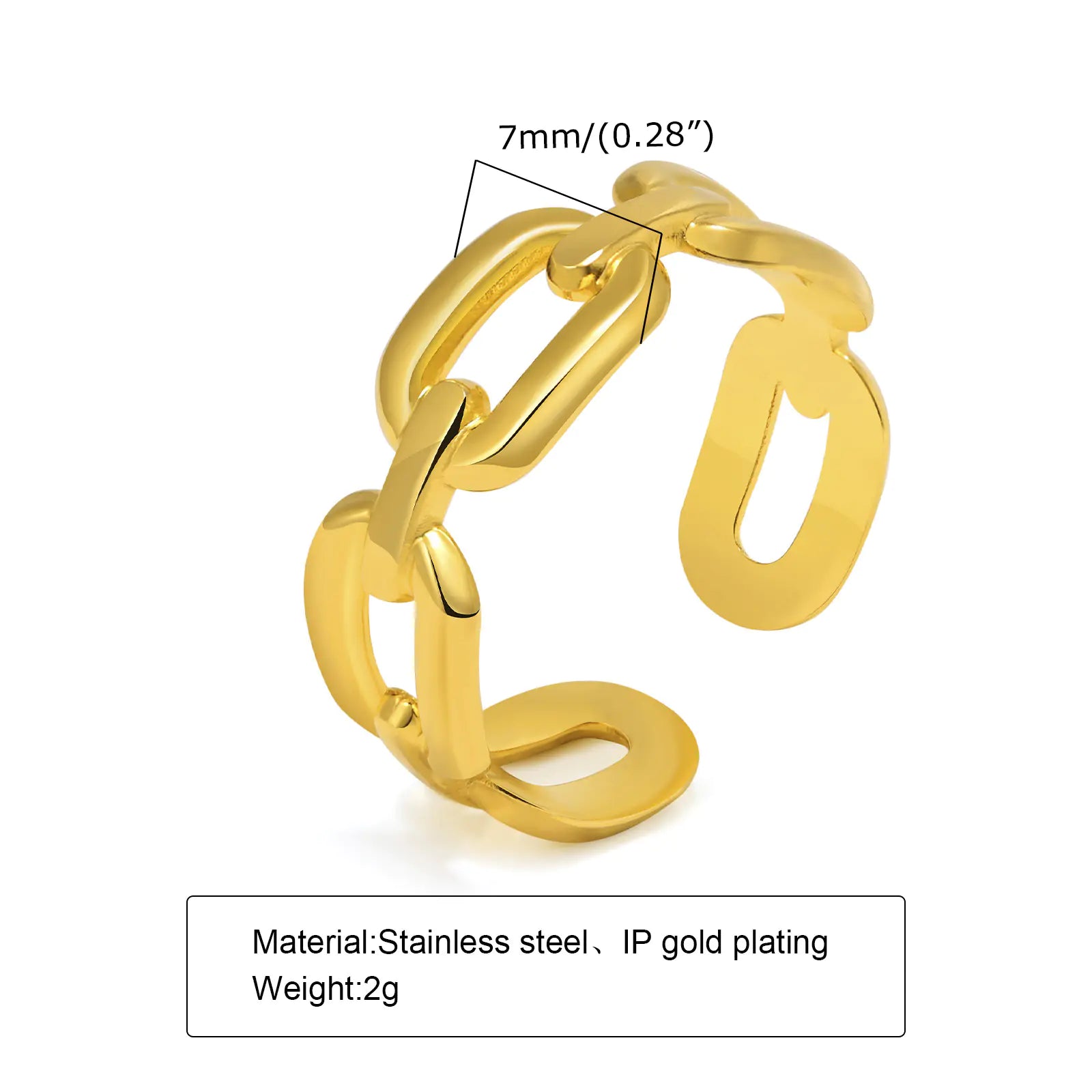 Trendy 18K Gold-Plated Stainless Steel Chain Ring