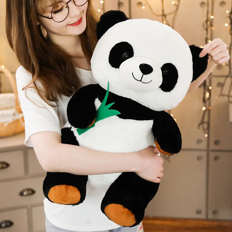 Panda Plush Toy with Bamboo Leaf Design