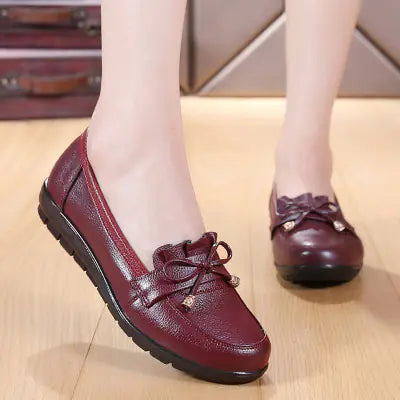 Spring Autumn Women's Leather Wedge Casual Flats
