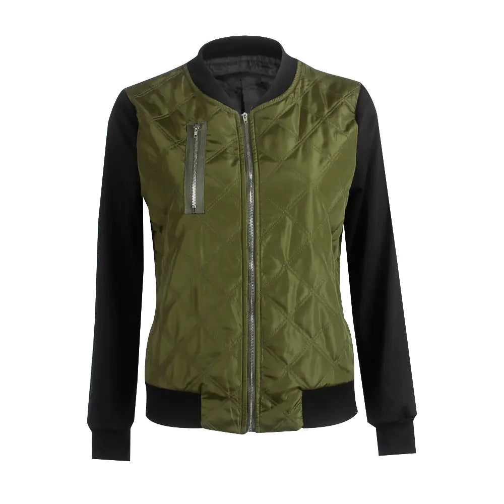 Trendy Solid Color Zip-Up Jacket for Women