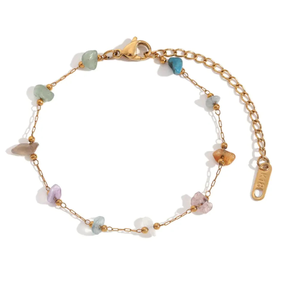 18K Gold-Plated Natural Gravel Bracelet & Necklace