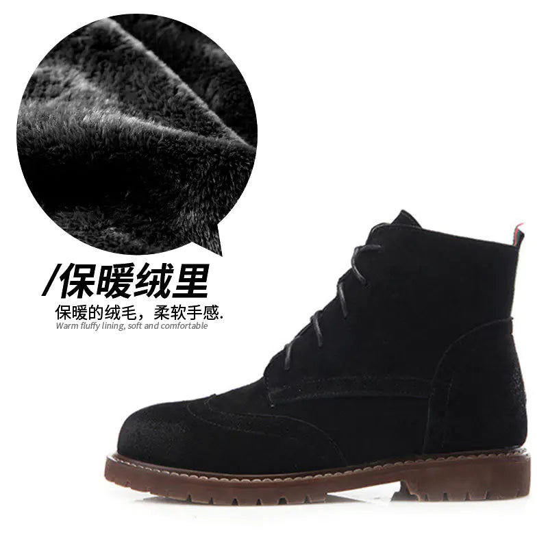 Botas Martin retro de ante con suela gruesa para mujer