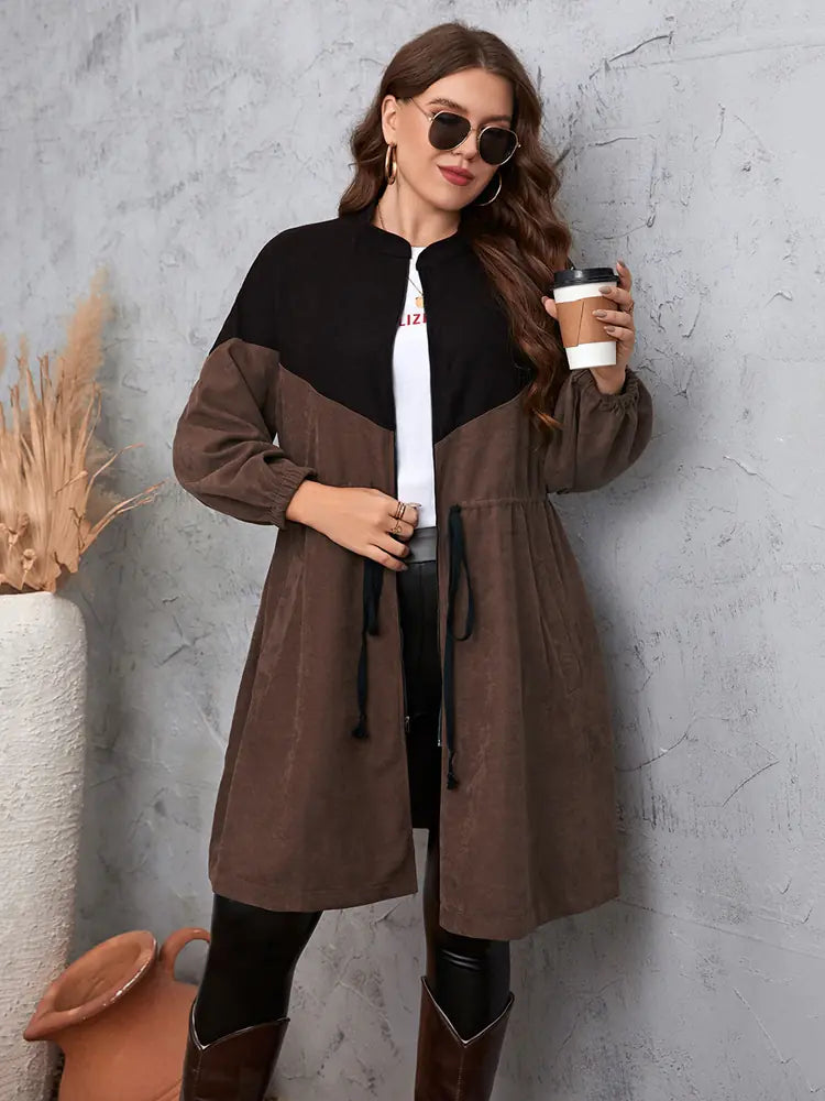 Plus Size Women's Long Casual Solid Color Coat