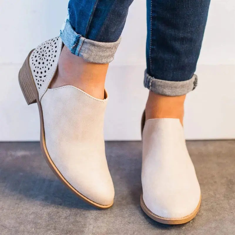 Spitze Stiefeletten für Damen mit Blockabsatz