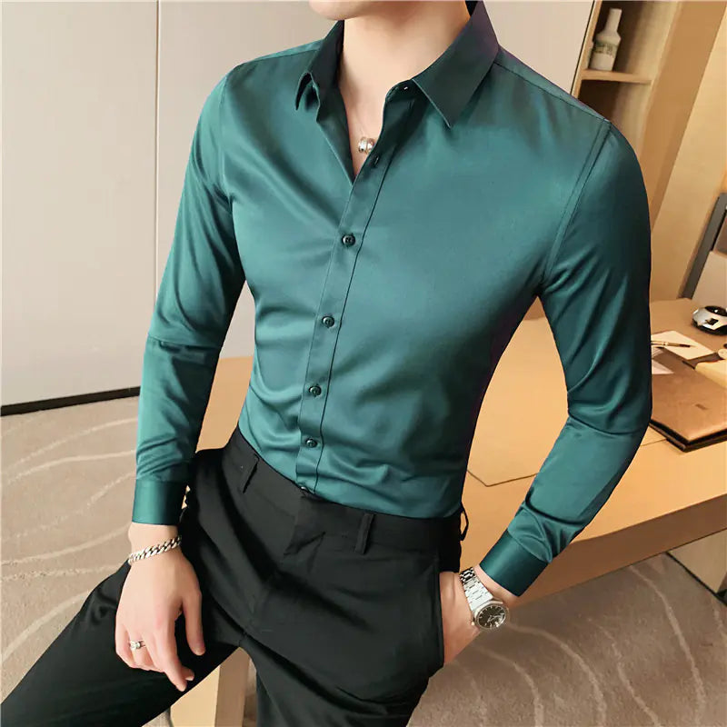 Summer Men's Slim Fit Long Sleeve Shirt