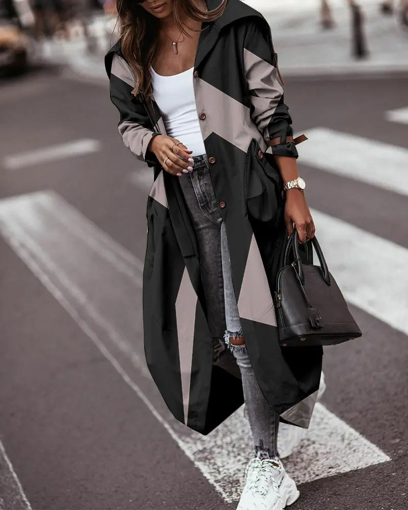 Casual Mid-Length Lapel Trench Coat for Women