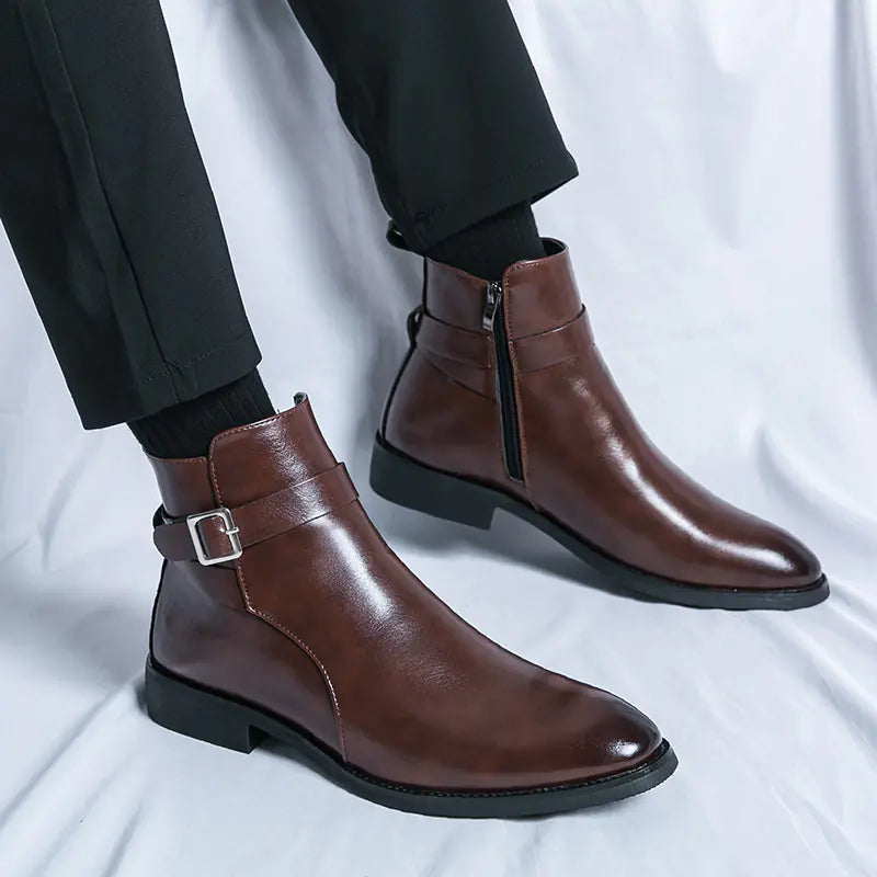 Men's British Style High-Top Leather Martin Boots