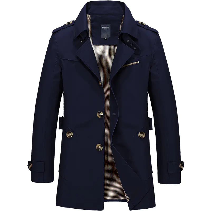 Men's Casual Mid-Length Trench Coat and Jacket