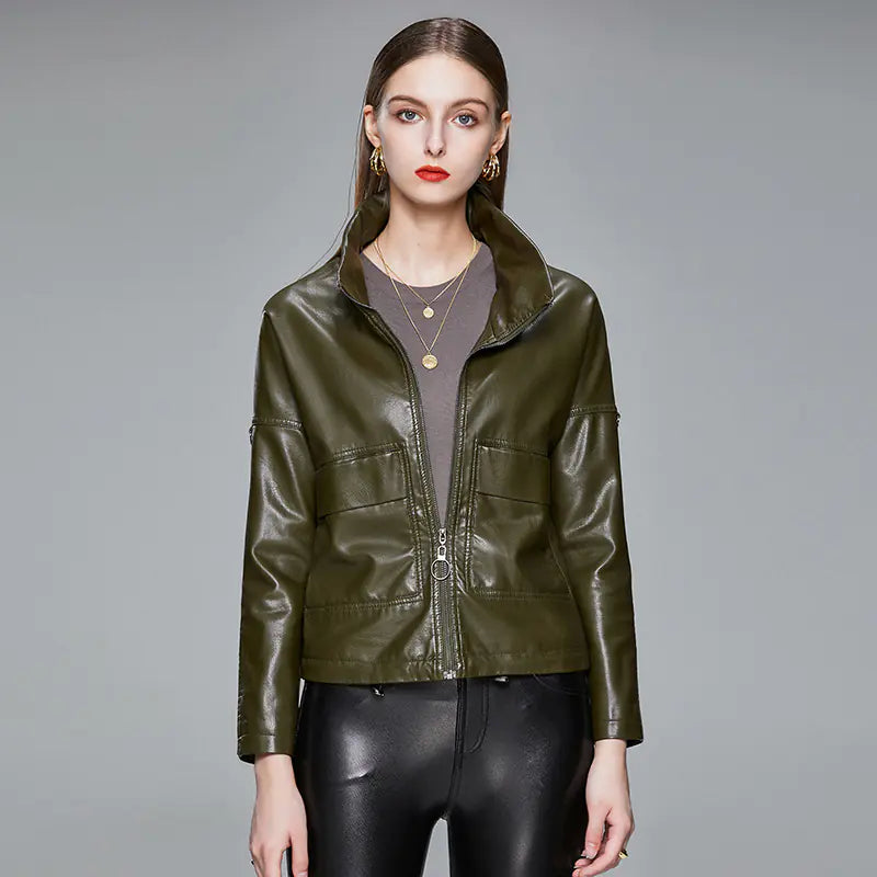 Korean Style PU Leather Jacket for Women