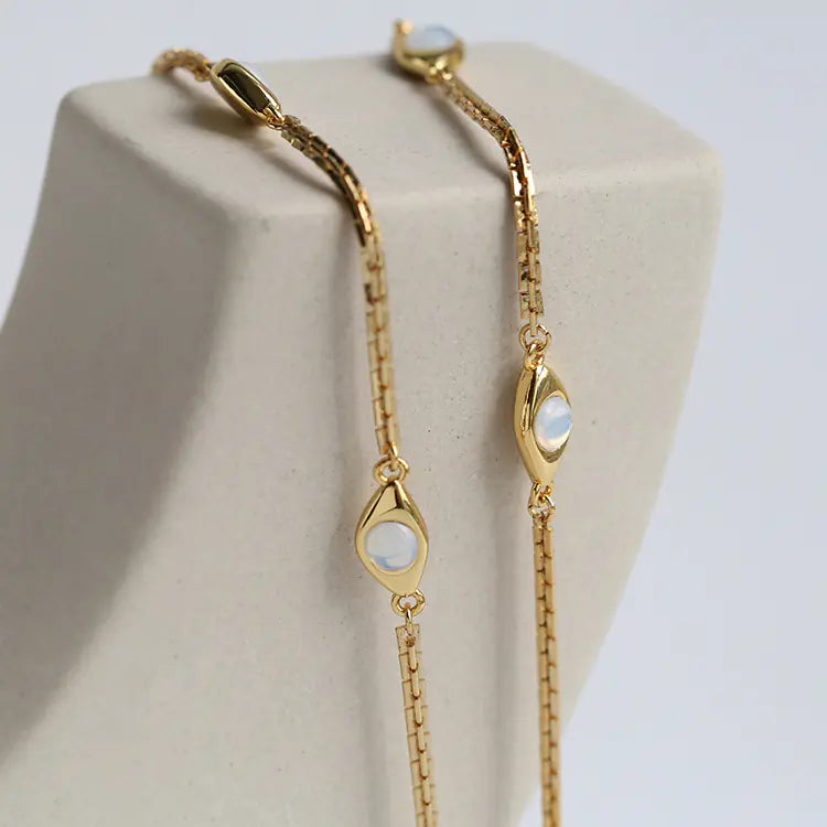 18K Gold Plated Opal Eye Necklace for Women