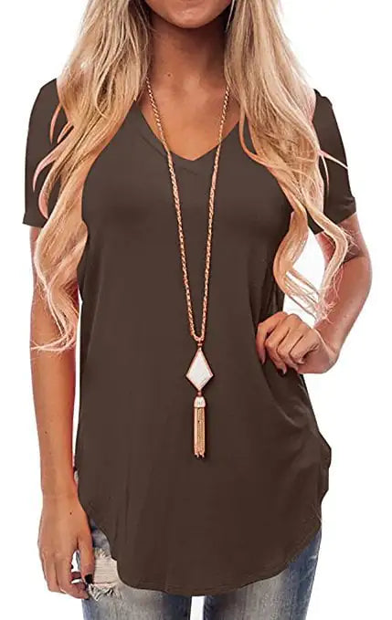 V-Neck Short Sleeve Loose Tuxedo T-Shirt