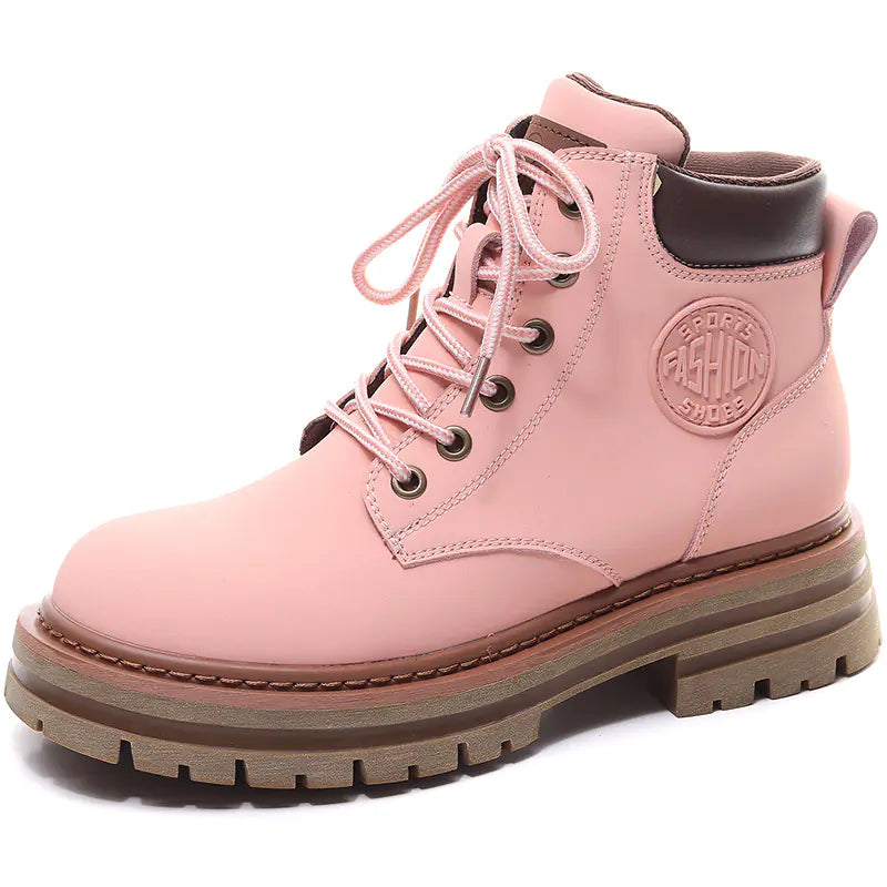 Botas Martin de suela gruesa de cuero versátiles para mujer