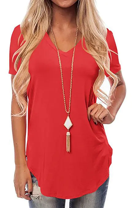 V-Neck Short Sleeve Loose Tuxedo T-Shirt