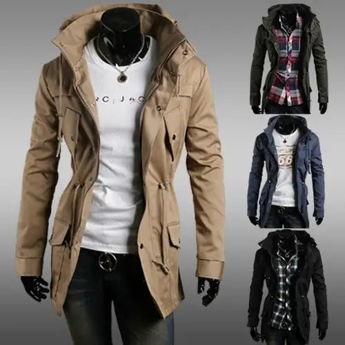Men's Slim Casual High Collar Solid Color Jacket