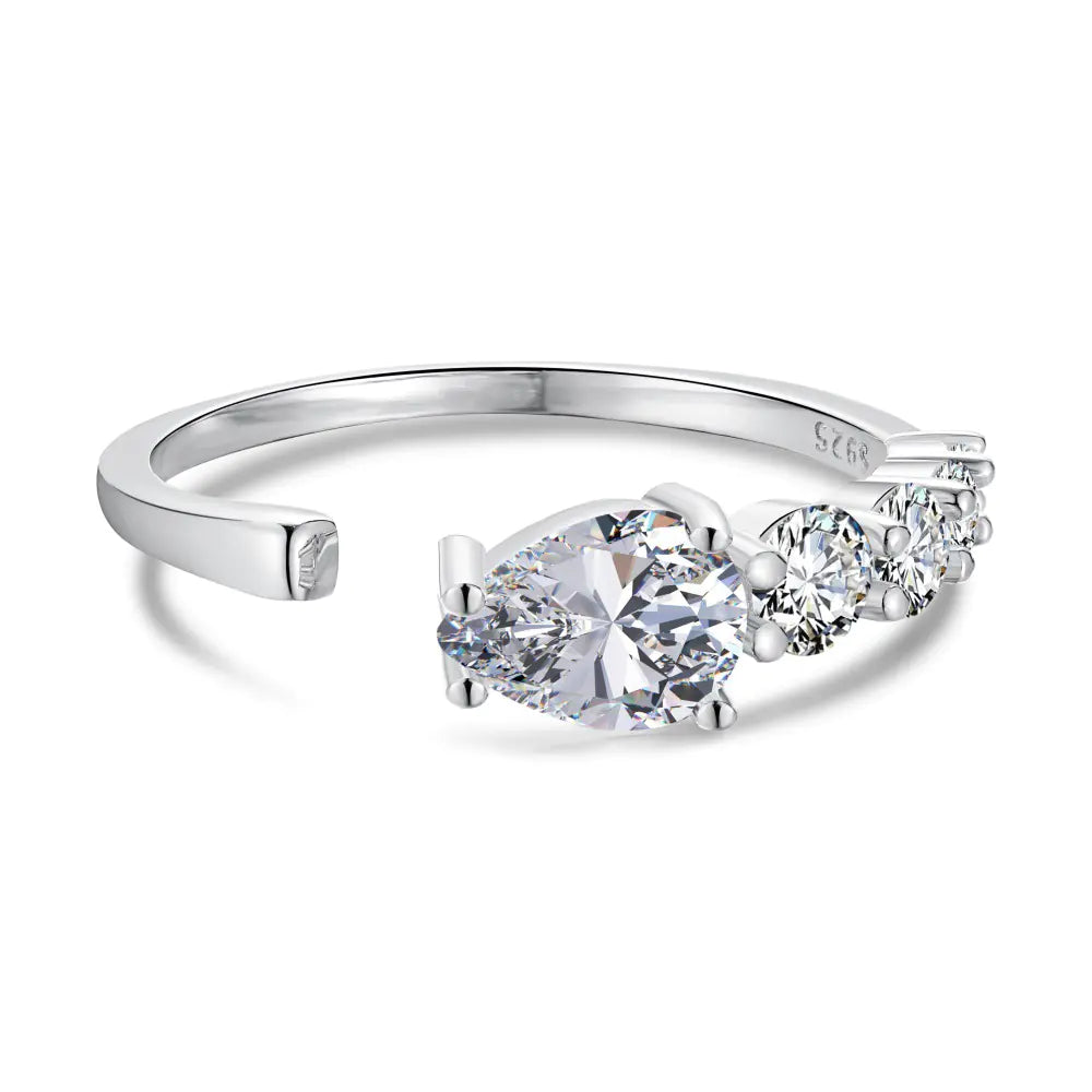 S925 Silver Zirconia Simulated Diamond Ring Stack