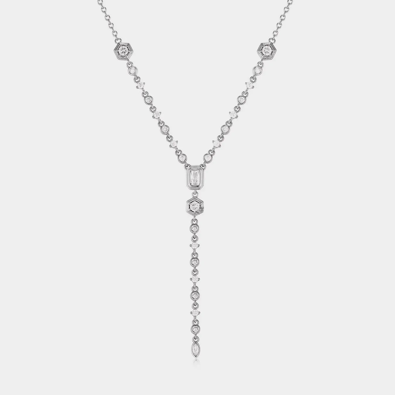 18K Gold-Plated Tassel Zircon Cuban Chain Necklace