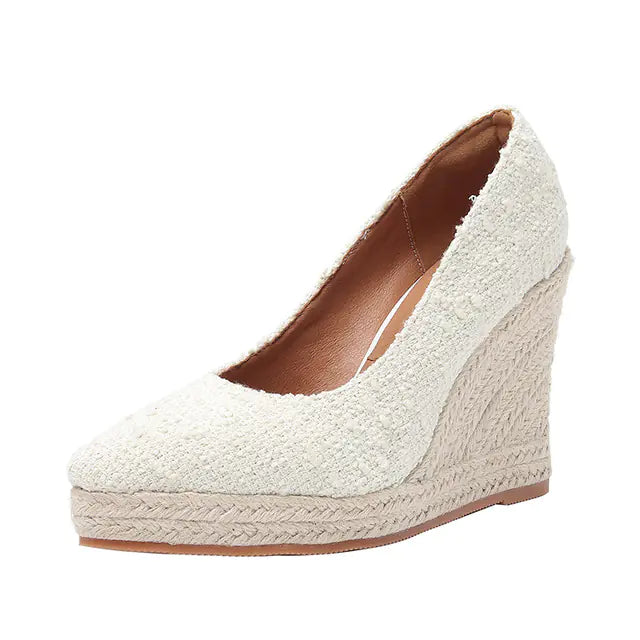 Retro Damen Pumps mit Keilabsatz für Frühling Sommer