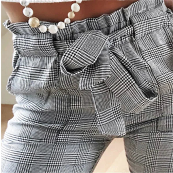 High-Waisted Casual Pants with Tapered Legs