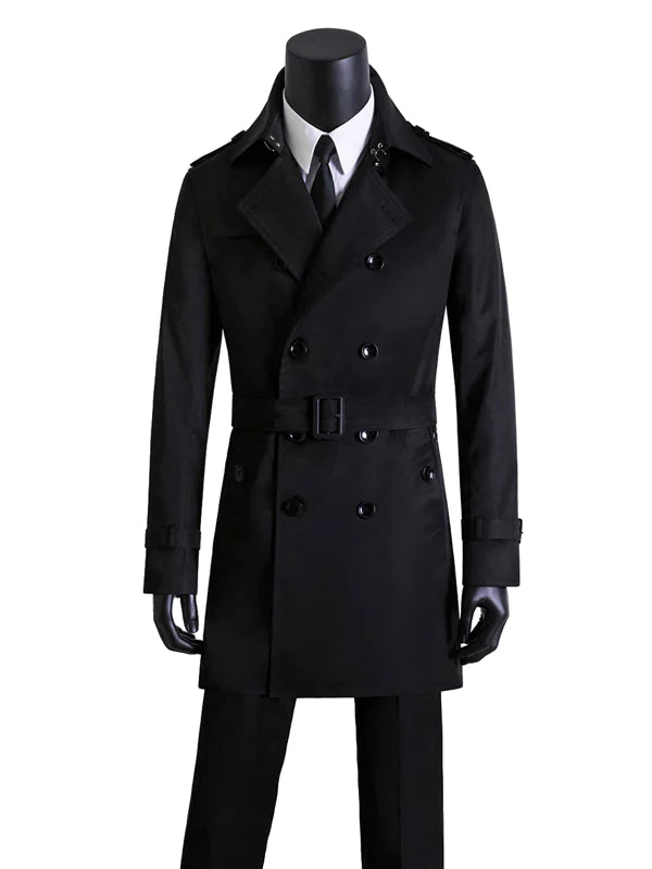 Men's Slim Fit Long Trench Coat