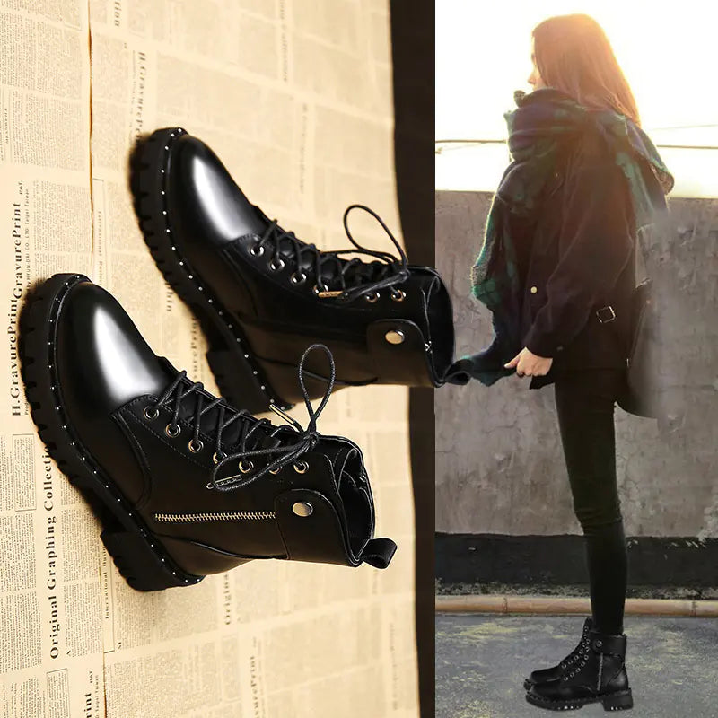 Botas Martin para mujer - Otoño invierno con terciopelo y suela gruesa