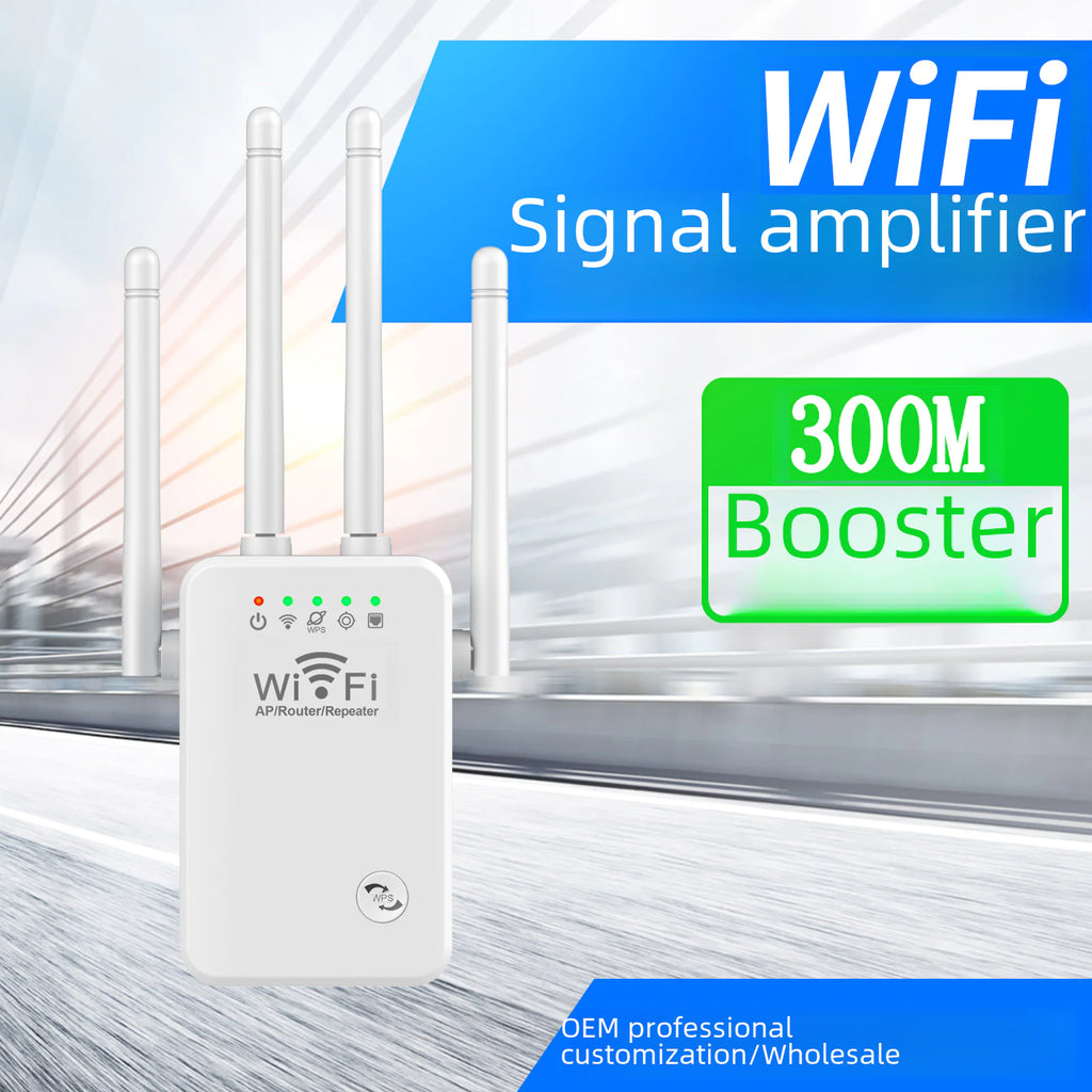 300M WiFi Repeater Signal Booster with 4 Antennas