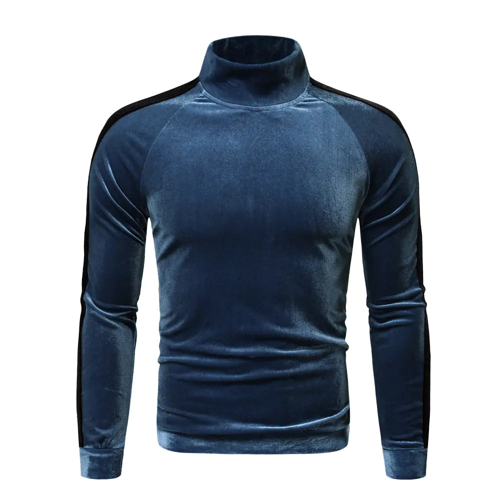 Men's Stand Collar Slim Color Contrast Long Sleeve T-shirt