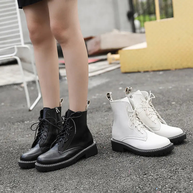 Stylish Women's Thick Heel Martin Motorcycle Boots
