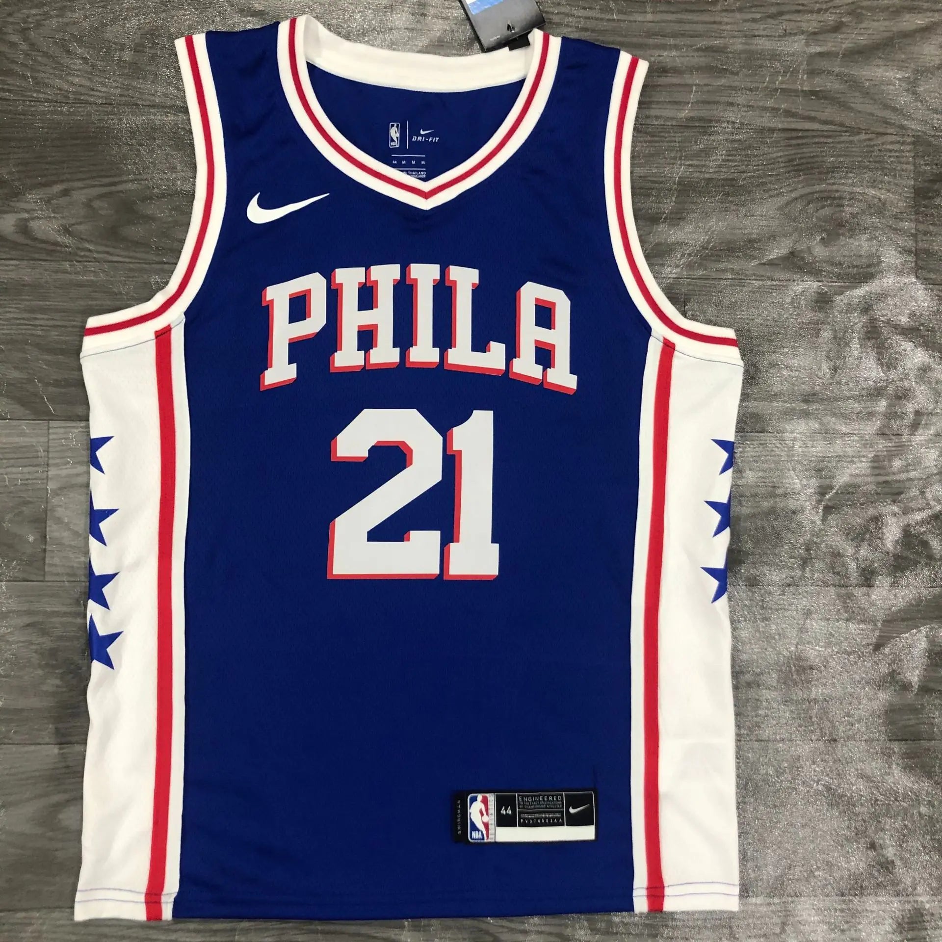 76ers V-Neck Blue Jerseys: Harden, Embiid & Simmons