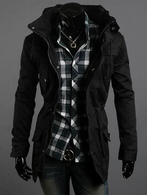Men's Slim Casual High Collar Solid Color Jacket