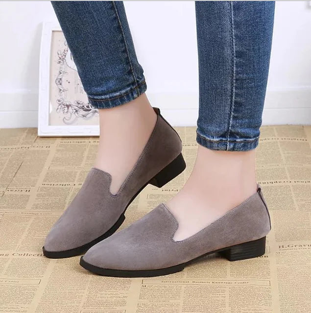 Suede Round Toe Slip-On Flat Casual Shoes