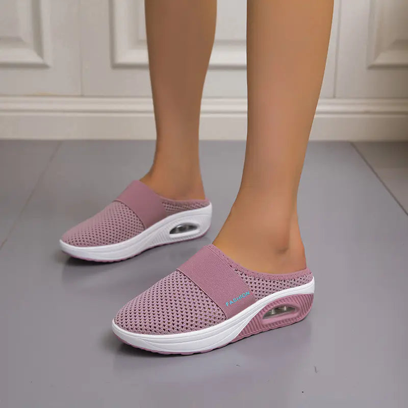 Plus Size Wedge Heel Baotou Mesh Casual Slippers