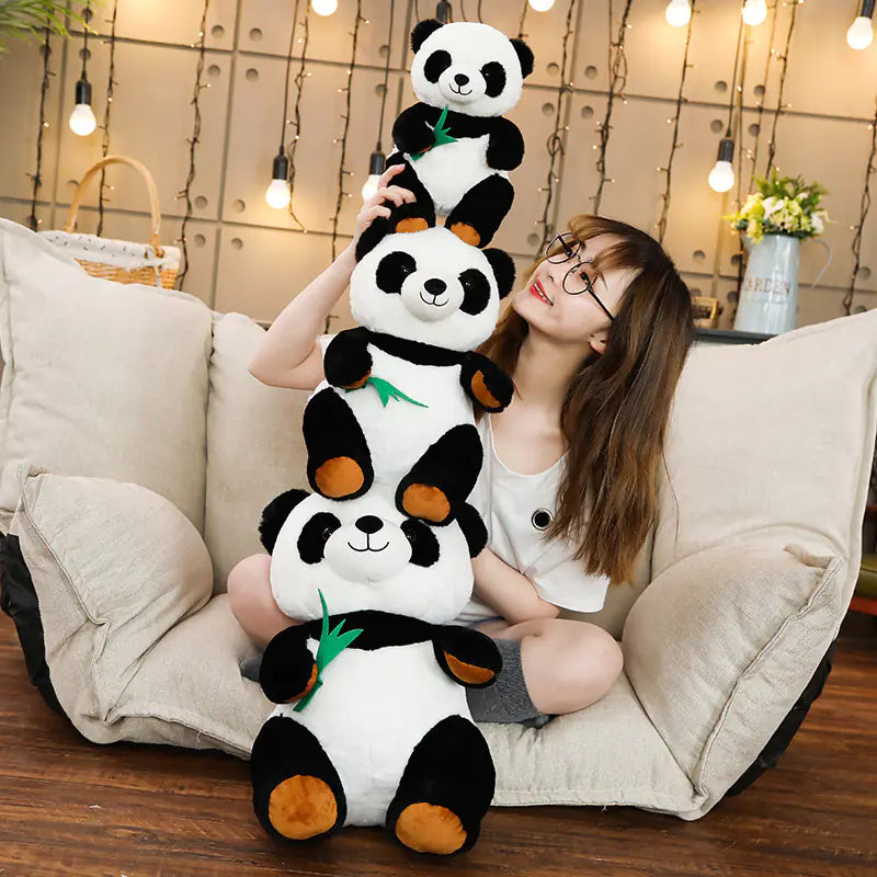 Panda Plush Toy with Bamboo Leaf Design