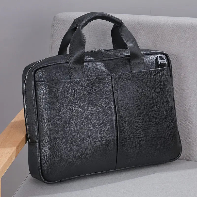 Genuine Leather Large Capacity Men's Briefcase for Laptop